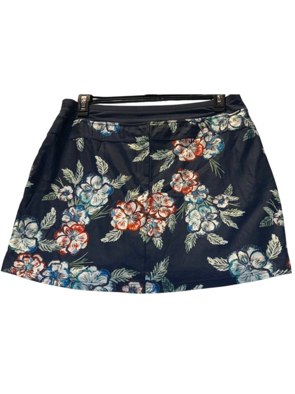 St. Johns Bay Active Womens Size Large Floral Skort Navy w Shorts & side pockets